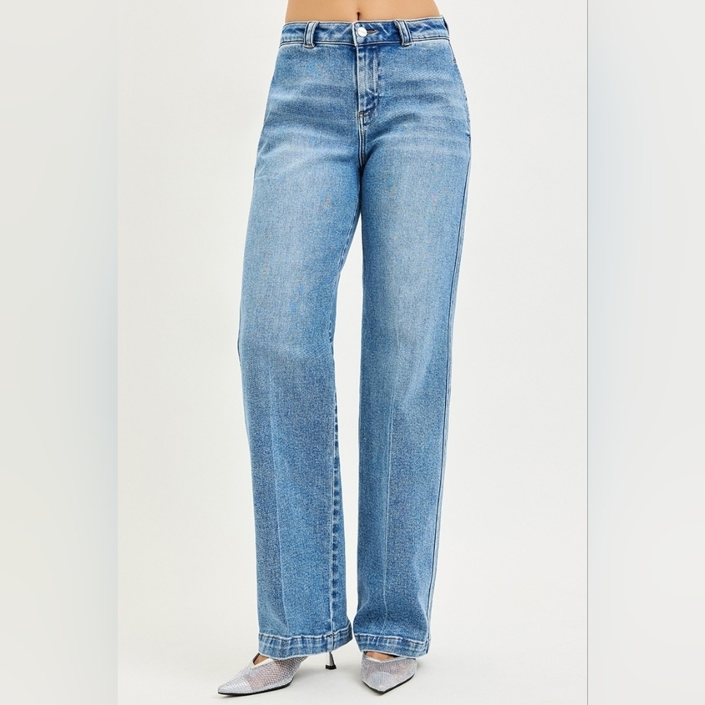 RISEN Women's Slouchy Straight Fit Jeans Trouser Stretch Medium HR Various NEW - Picture 5 of 8